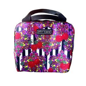 Betsey Johnson Insulated Lunch Tote Bag Floral Cherry Stripe Retro Pop Art